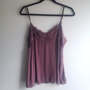Maroon Abercrombie and Fitch Lace Trim Tank